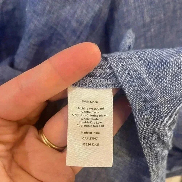 Talbots linen chambray blouse tie waist coastal 3X - Picture 9 of 10